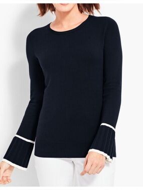 Talbots Navy Tipped Cuff Sweater Size Medium
